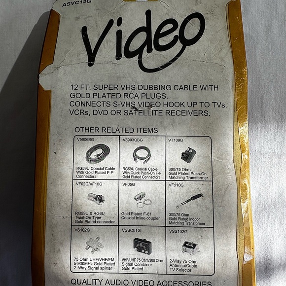 VIDEO SUPER VHS DUBBING CABLE WITH GOLD PLATED RCA PLUGS - Picture 2 of 4